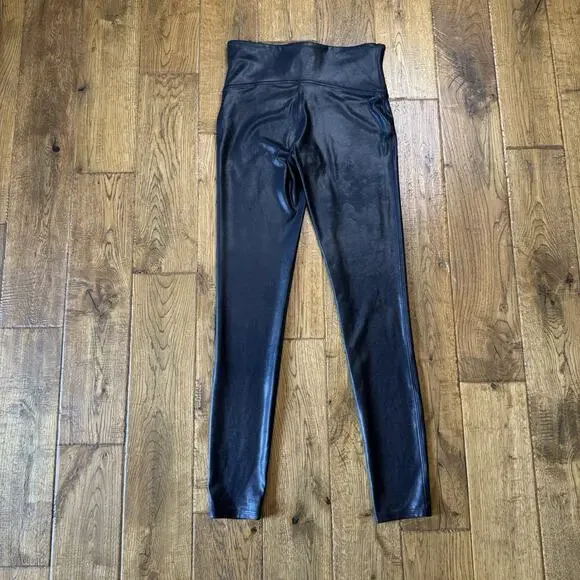 SPANX Faux Leather Leggings Women’s Sz Medium Black High Rise Pants - Picture 6 of 7